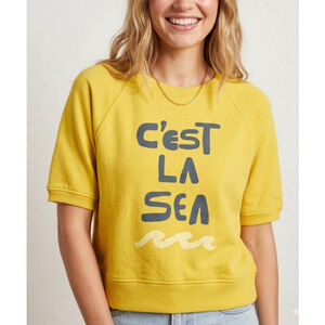 Old Navy Yellow C'est La Sea Short Sleeve Sweatshirt M